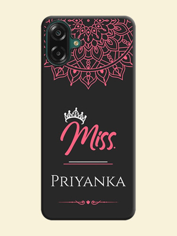 Mrs Name with Floral Design On Space Black Custom Soft Matte Mobile Back Cover - Samsung Galaxy M07
