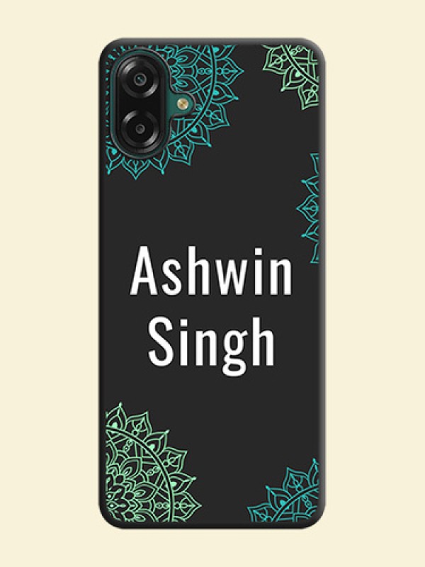 Your Name with Floral Design On Space Black Custom Soft Matte Mobile Back Cover - Samsung Galaxy M07