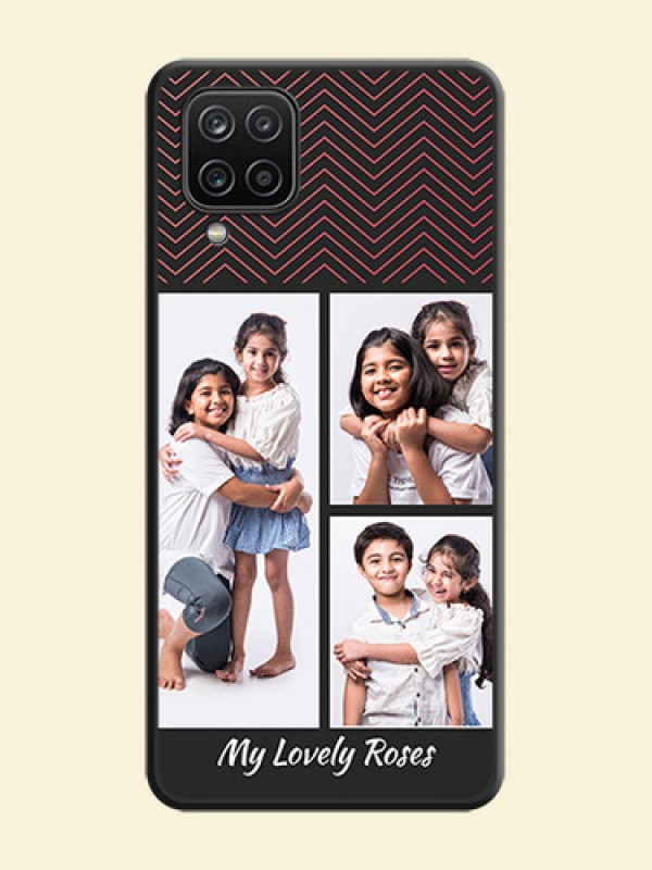 Wave Pattern with 3 Image Holder on Space Black Custom Soft Matte Back Cover - Galaxy M12