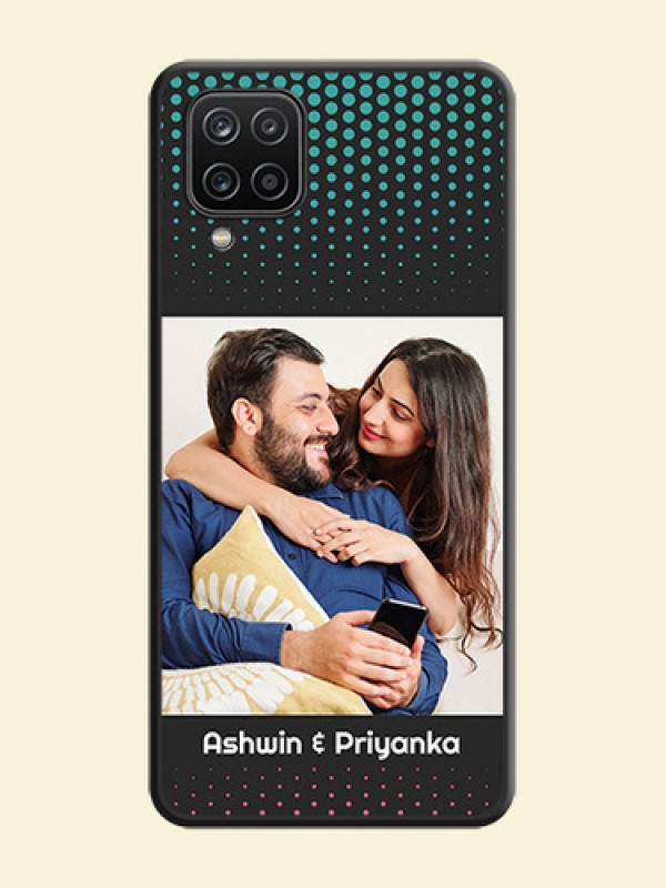 Faded Dots with Grunge Photo Frame and Text on Space Black Custom Soft Matte Phone Cases - Galaxy M12