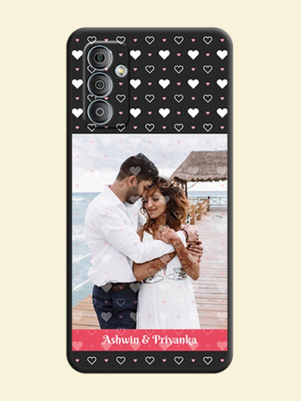 White Color Love Symbols with Text Design on Photo on Space Black Soft Matte Phone Cover - Samsung Galaxy M13 4G