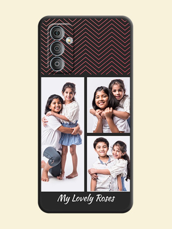 Wave Pattern with 3 Image Holder on Space Black Custom Soft Matte Back Cover - Samsung Galaxy M13 4G