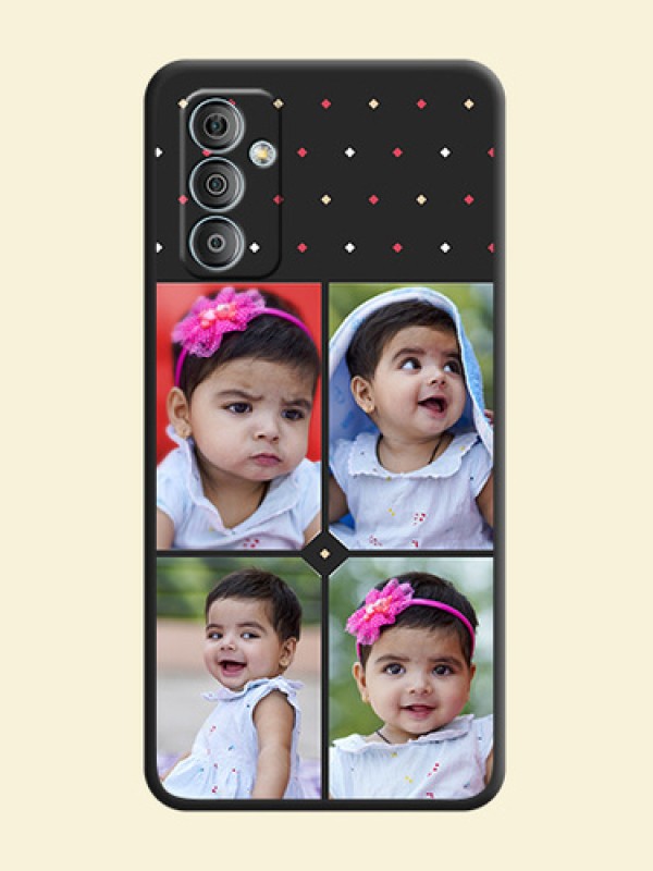 Multicolor Dotted Pattern with 4 Image Holder on Space Black Custom Soft Matte Phone Cases - Samsung Galaxy M13 4G