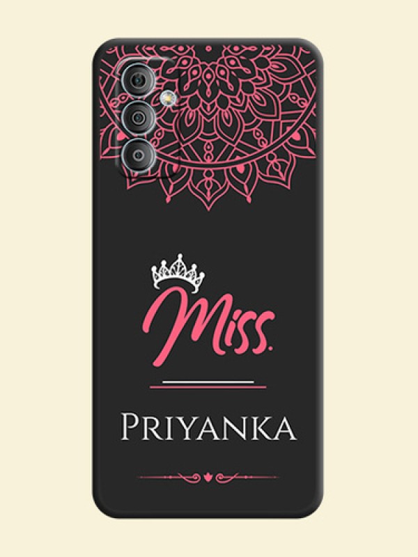 Mrs Name with Floral Design on Space Black Personalized Soft Matte Phone Covers - Samsung Galaxy M13 4G