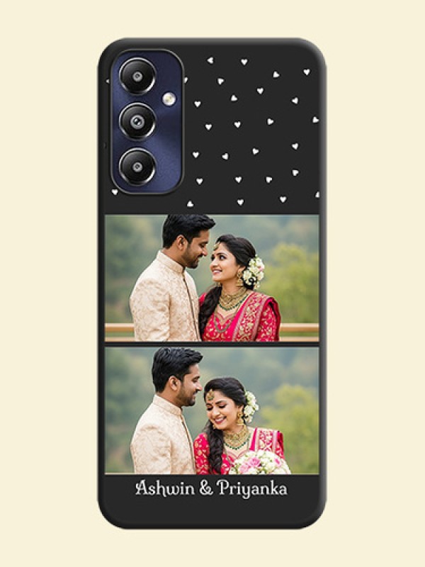 Miniature Love Symbols with Name on Space Black Custom Soft Matte Back Cover - Galaxy M14 4G