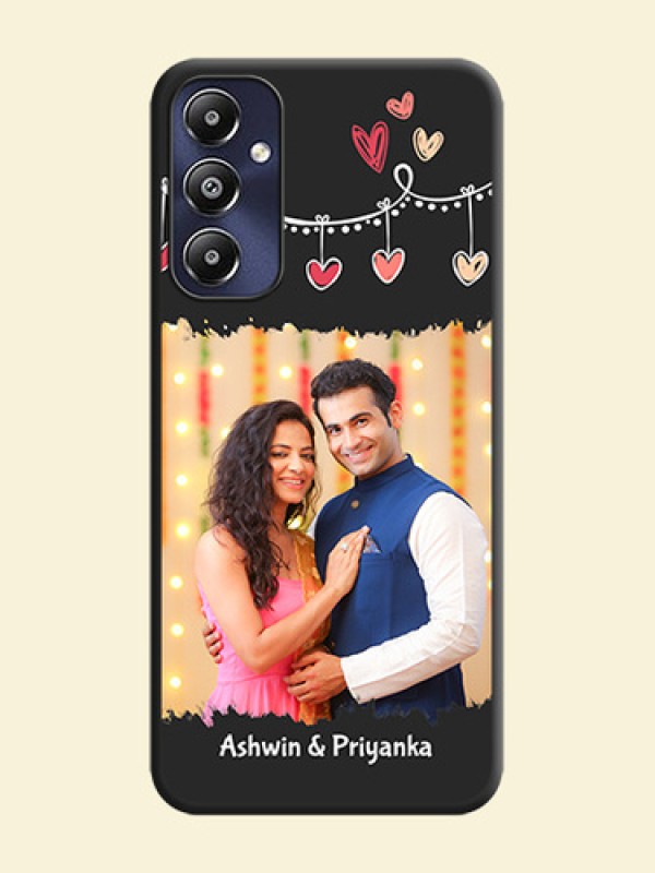Pink Love Hangings with Name on Space Black Custom Soft Matte Phone Cases - Galaxy M14 4G