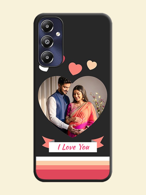Love Shaped Photo with Colorful Stripes on Personalised Space Black Soft Matte Cases - Galaxy M14 4G