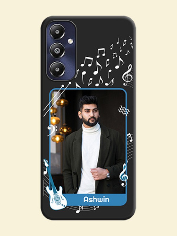 Musical Theme Design with Text - Photo on Space Black Soft Matte Mobile Case - Galaxy M14 4G