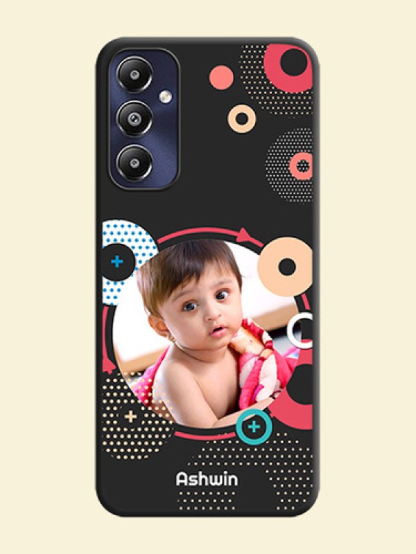 Multicoloured Round Image on Personalised Space Black Soft Matte Cases - Galaxy M14 4G