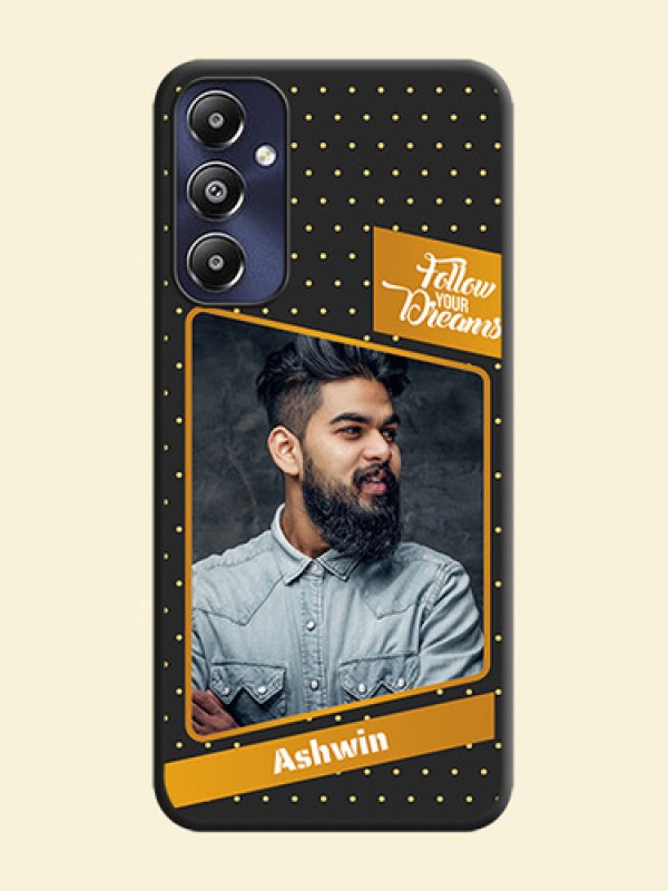 Follow Your Dreams with White Dots on Space Black Custom Soft Matte Phone Cases - Galaxy M14 4G