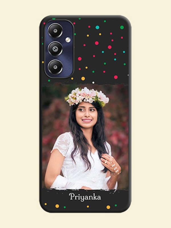 Multicolor Dotted Pattern with Text on Space Black Custom Soft Matte Phone Back Cover - Galaxy M14 4G