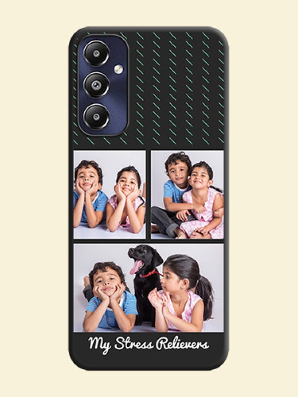 Cross Dotted Pattern with 2 Image Holder on Personalised Space Black Soft Matte Cases - Galaxy M14 4G