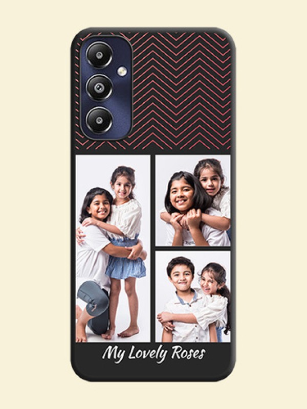 Wave Pattern with 3 Image Holder on Space Black Custom Soft Matte Back Cover - Galaxy M14 4G