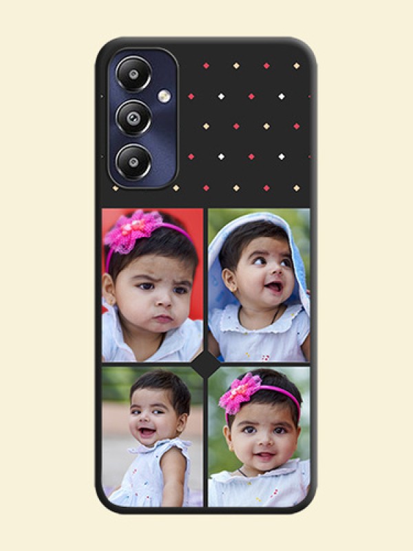 Multicolor Dotted Pattern with 4 Image Holder on Space Black Custom Soft Matte Phone Cases - Galaxy M14 4G