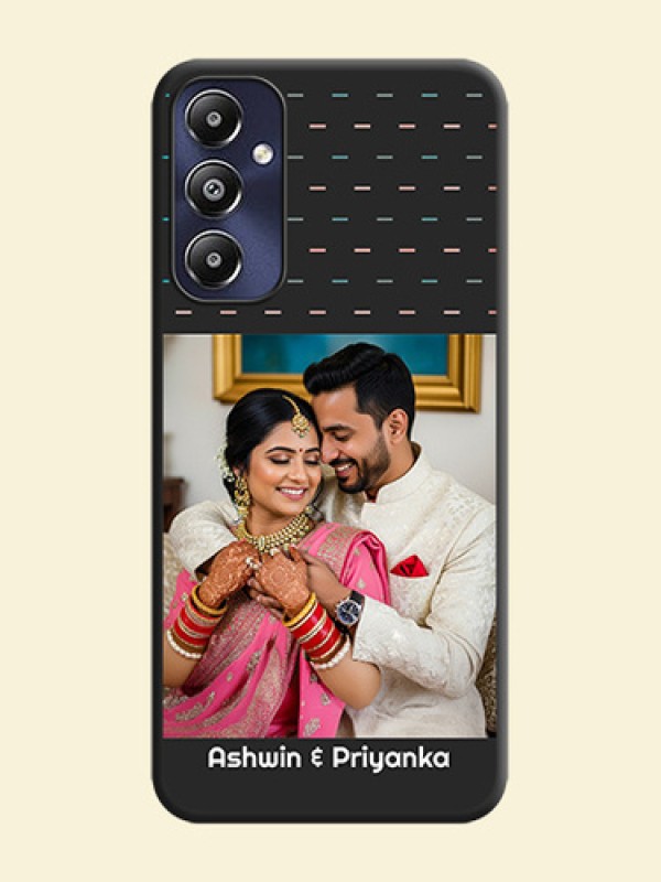 Line Pattern Design with Text on Space Black Custom Soft Matte Phone Back Cover - Galaxy M14 4G