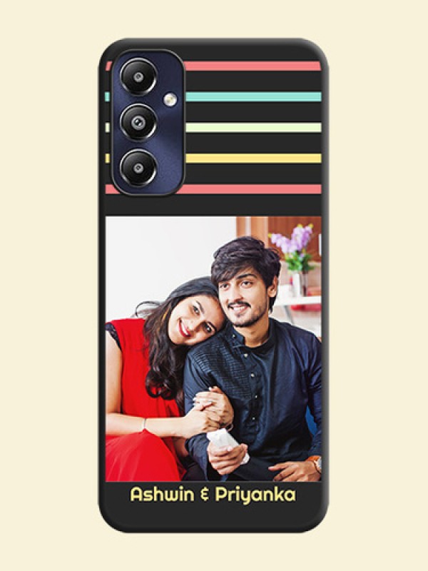 Color Stripes with Photo and Text - Photo on Space Black Soft Matte Mobile Case - Galaxy M14 4G
