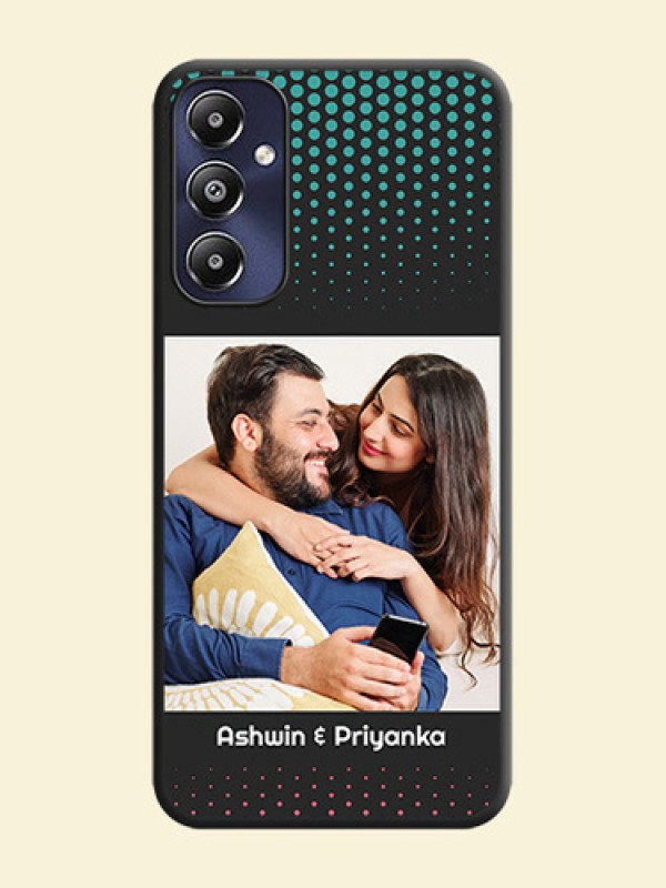 Faded Dots with Grunge Photo Frame and Text on Space Black Custom Soft Matte Phone Cases - Galaxy M14 4G