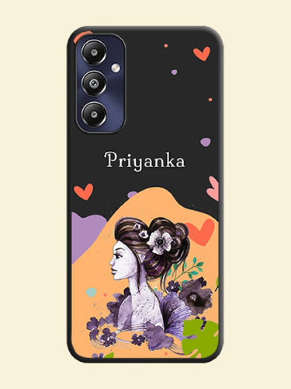Namecase For Her With Fancy Lady Image On Space Black Personalized Soft Matte Phone Covers - Galaxy M14 4G