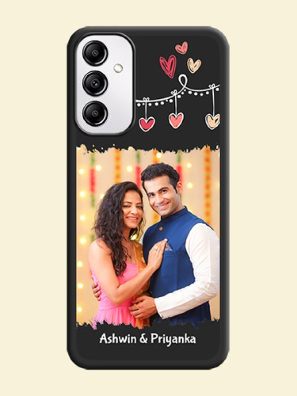 Pink Love Hangings with Name on Space Black Custom Soft Matte Phone Cases - Galaxy M14 5G