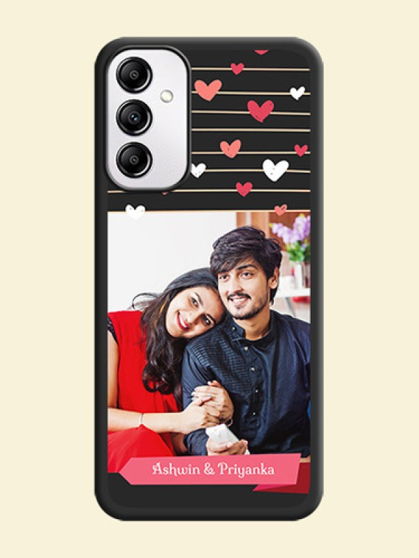 Love Pattern with Name on Pink Ribbon  on Photo on Space Black Soft Matte Back Cover - Galaxy M14 5G