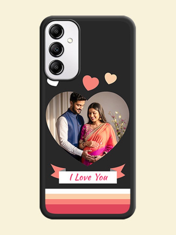 Love Shaped Photo with Colorful Stripes on Personalised Space Black Soft Matte Cases - Galaxy M14 5G