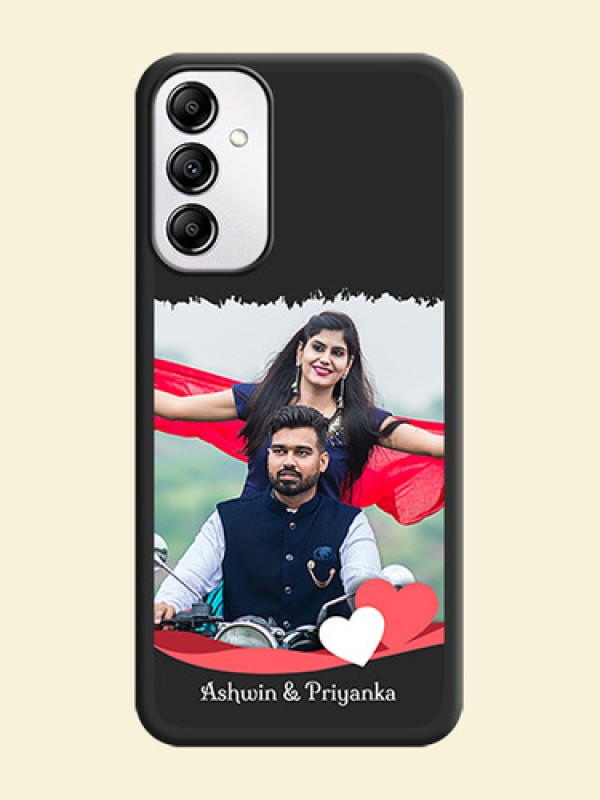 Pin Color Love Shaped Ribbon Design with Text on Space Black Custom Soft Matte Phone Back Cover - Galaxy M14 5G