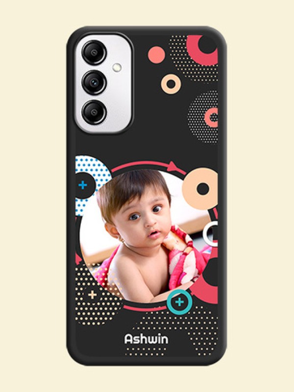 Multicoloured Round Image on Personalised Space Black Soft Matte Cases - Galaxy M14 5G