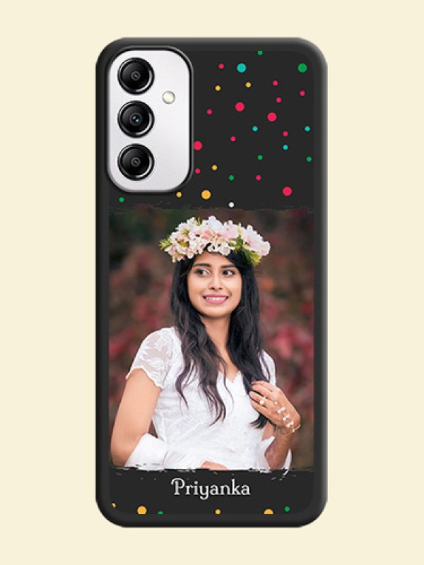 Multicolor Dotted Pattern with Text on Space Black Custom Soft Matte Phone Back Cover - Galaxy M14 5G