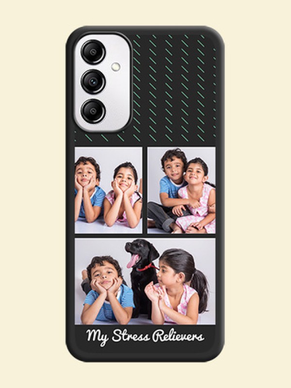 Cross Dotted Pattern with 2 Image Holder  on Personalised Space Black Soft Matte Cases - Galaxy M14 5G