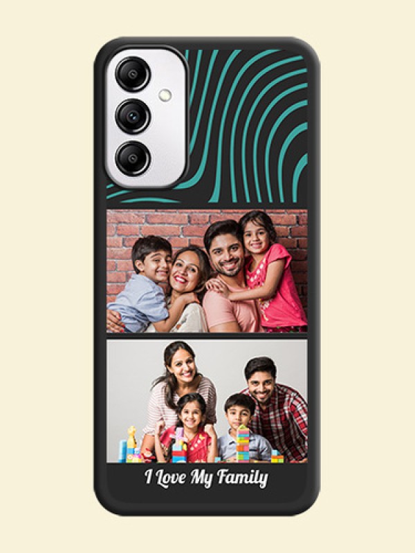 Wave Pattern with 2 Image Holder on Space Black Personalized Soft Matte Phone Covers - Galaxy M14 5G