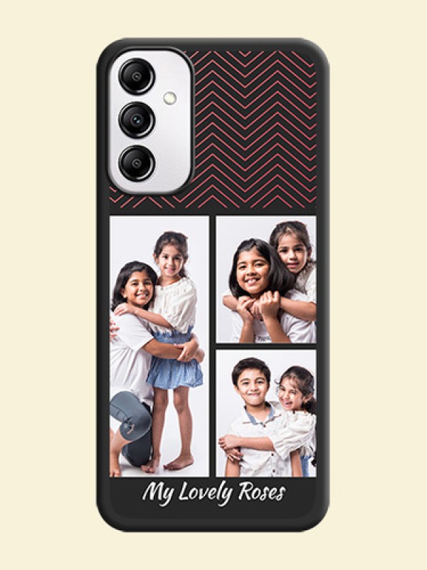 Wave Pattern with 3 Image Holder on Space Black Custom Soft Matte Back Cover - Galaxy M14 5G