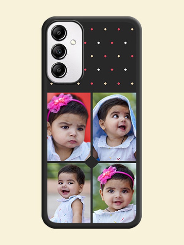 Multicolor Dotted Pattern with 4 Image Holder on Space Black Custom Soft Matte Phone Cases - Galaxy M14 5G