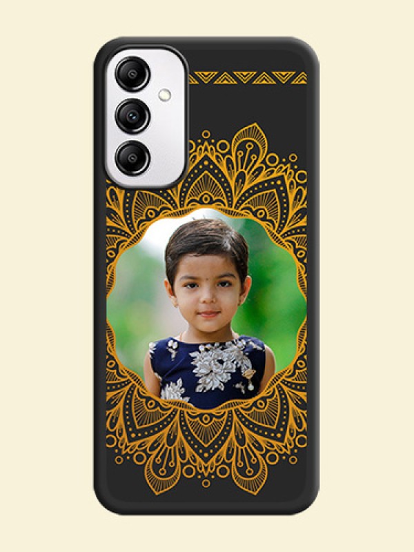 Round Image with Floral Design on Photo on Space Black Soft Matte Mobile Cover - Galaxy M14 5G