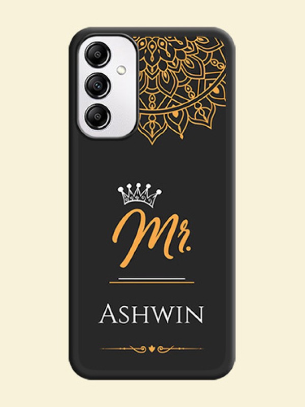 Mr Name with Floral Design  on Personalised Space Black Soft Matte Cases - Galaxy M14 5G