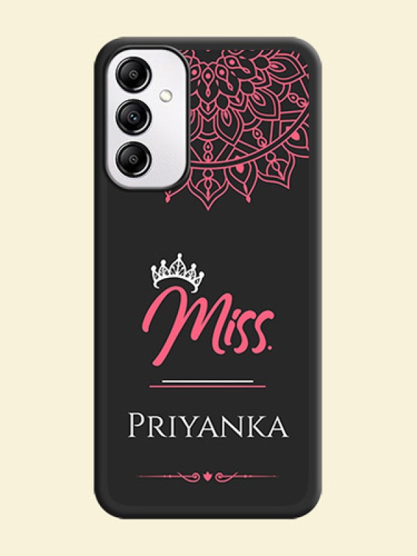Mrs Name with Floral Design on Space Black Personalized Soft Matte Phone Covers - Galaxy M14 5G