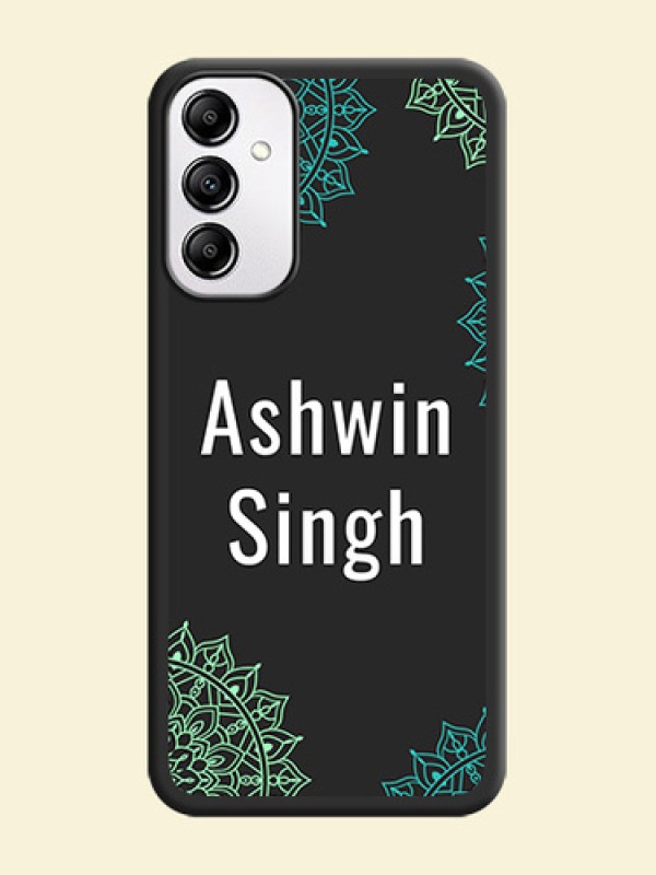 Your Name with Floral Design on Space Black Custom Soft Matte Back Cover - Galaxy M14 5G
