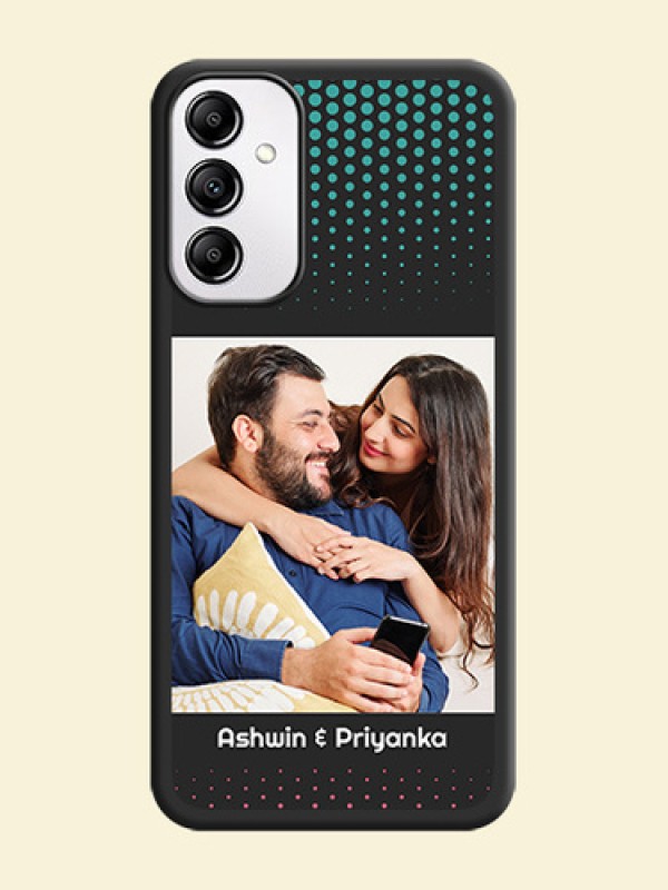 Faded Dots with Grunge Photo Frame and Text on Space Black Custom Soft Matte Phone Cases - Galaxy M14 5G