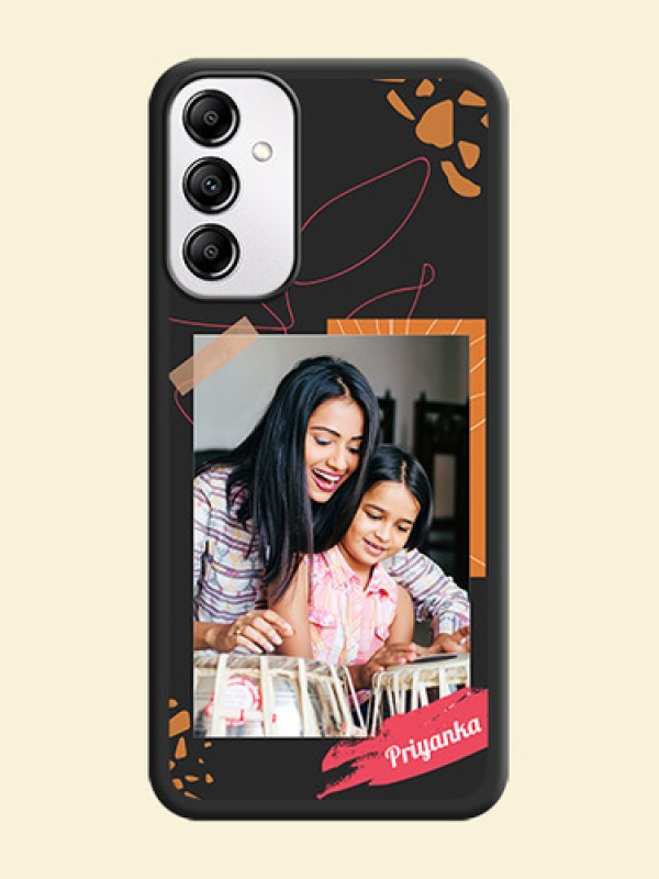Orange Photo Frame on Space Black Custom Soft Matte Phone Back Cover - Galaxy M14 5G