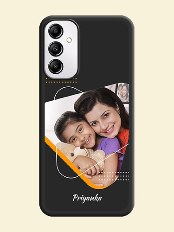 Yellow Triangle on Photo on Space Black Soft Matte Phone Cover - Galaxy M14 5G