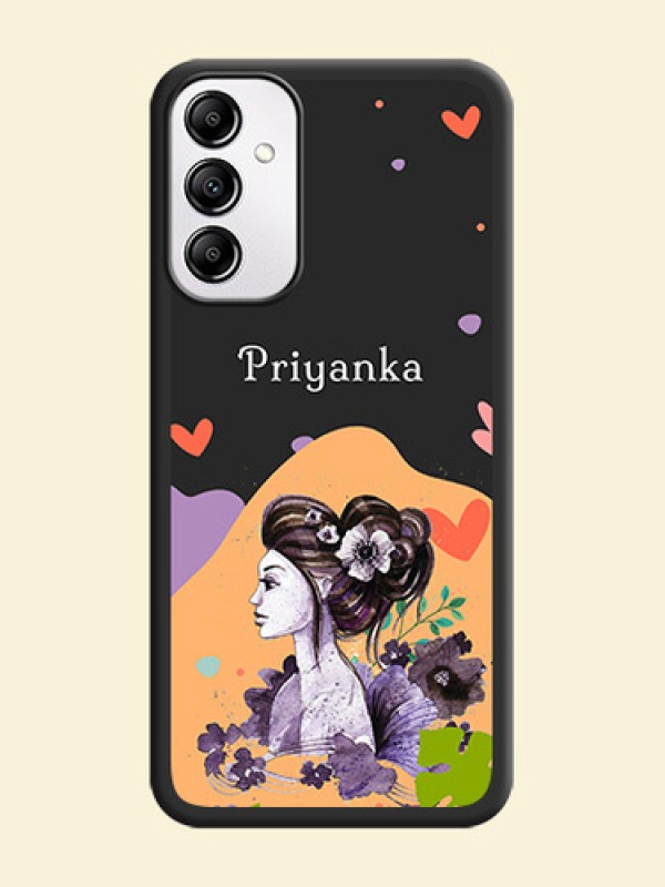 Namecase For Her With Fancy Lady Image On Space Black Personalized Soft Matte Phone Covers -Samsung Galaxy M14 5G