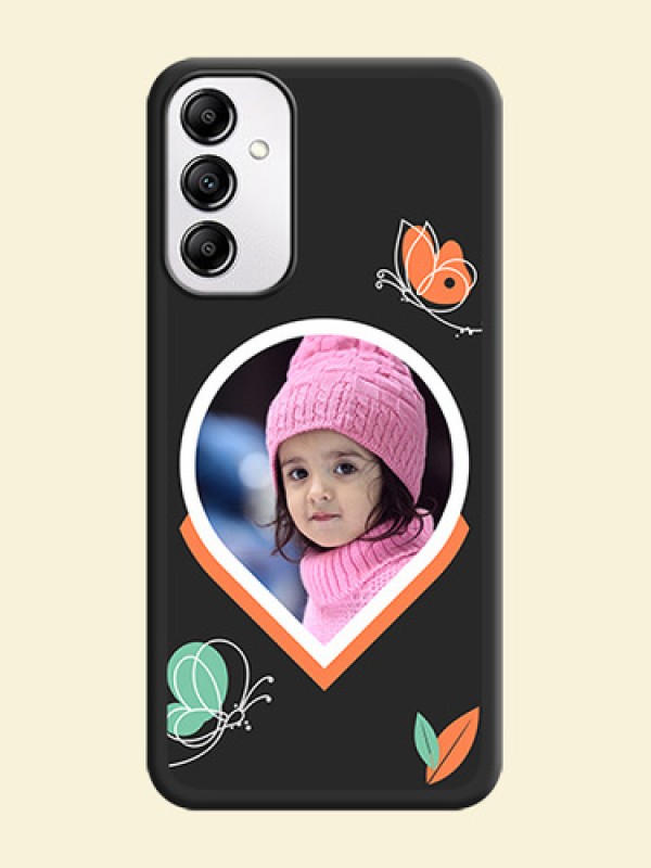 Upload Pic With Simple Butterly Design On Space Black Personalized Soft Matte Phone Covers -Samsung Galaxy M14 5G
