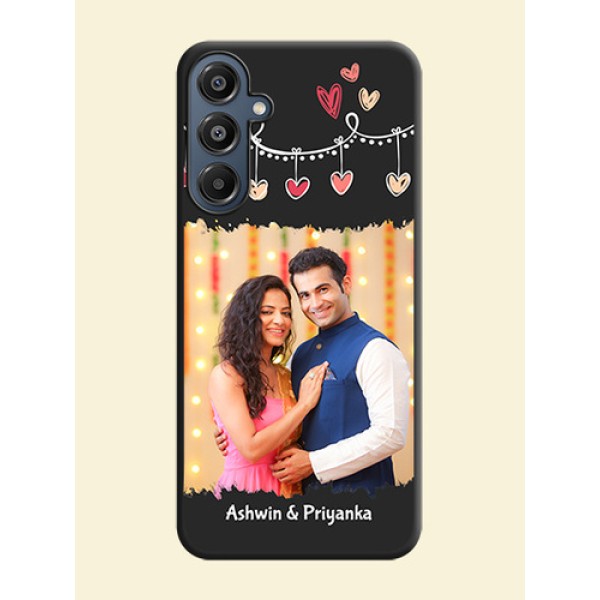Pink Love Hangings with Name On Space Black Custom Soft Matte Mobile Back Cover - Galaxy M16 5G Pink Love Hangings with Name On Space Black Custom Soft Matte Mobile Back Cover - Galaxy M16 5G