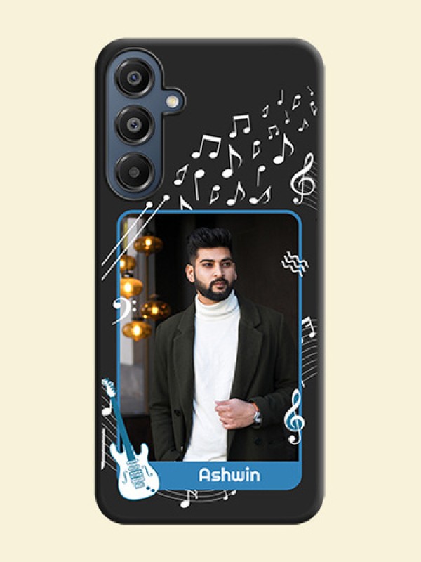 Musical Theme Design with Text on Photo On Space Black Custom Soft Matte Mobile Back Cover - Galaxy M16 5G
