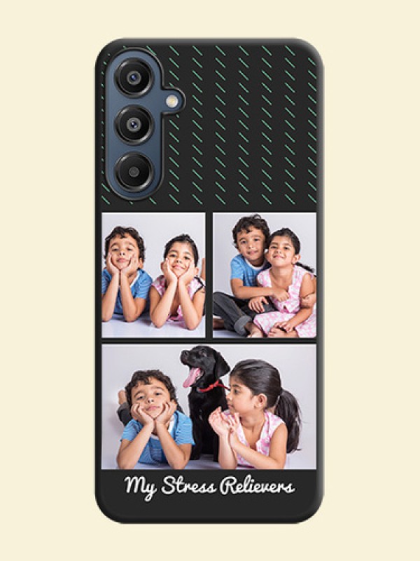 Cross Dotted Pattern with 2 Image Holder On Space Black Custom Soft Matte Mobile Back Cover - Galaxy M16 5G