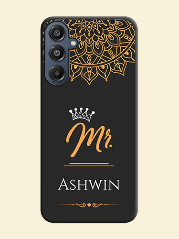Mr Name with Floral Design On Space Black Custom Soft Matte Mobile Back Cover - Galaxy M16 5G