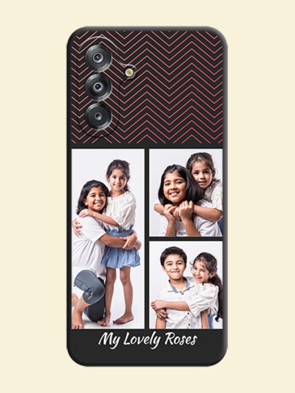 Wave Pattern with 3 Image Holder On Space Black Custom Soft Matte Mobile Back Cover - Samsung Galaxy M17 5G