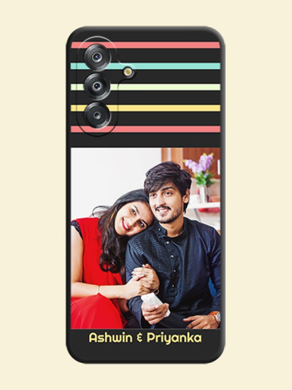 Color Stripes with Photo and Text on Photo On Space Black Custom Soft Matte Mobile Back Cover - Samsung Galaxy M17 5G