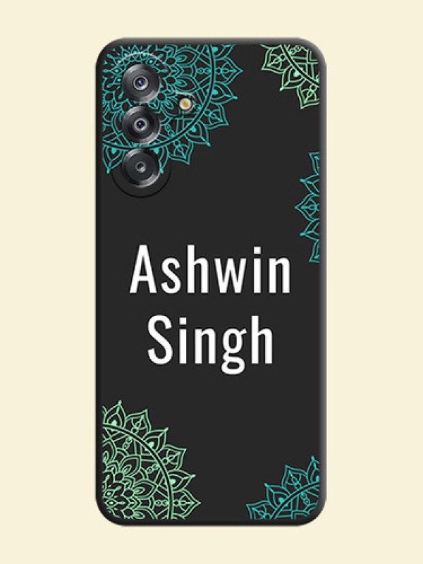 Your Name with Floral Design On Space Black Custom Soft Matte Mobile Back Cover - Samsung Galaxy M17 5G