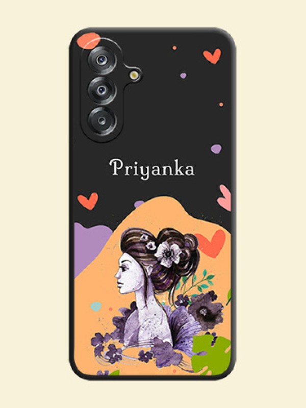 Namecase For Her With Fancy Lady Image On Space Black Custom Soft Matte Mobile Back Cover - Samsung Galaxy M17 5G