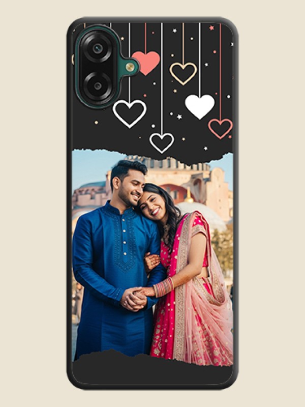 Love Hangings with Splash Wave Picture On Space Black Custom Soft Matte Mobile Back Cover - Samsung Galaxy M17e